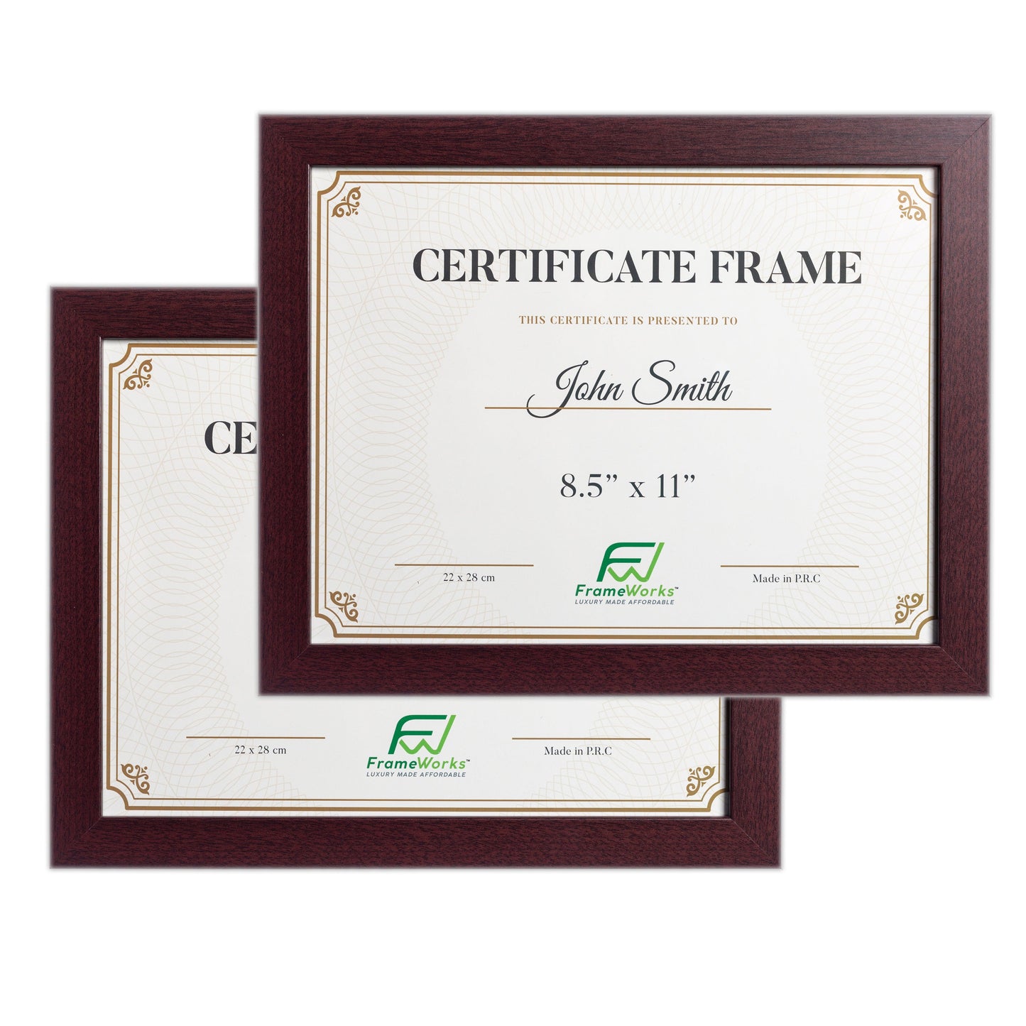 8.5" x 11" Classic Mahogany Wood Document Picture Frame with Tempered Glass