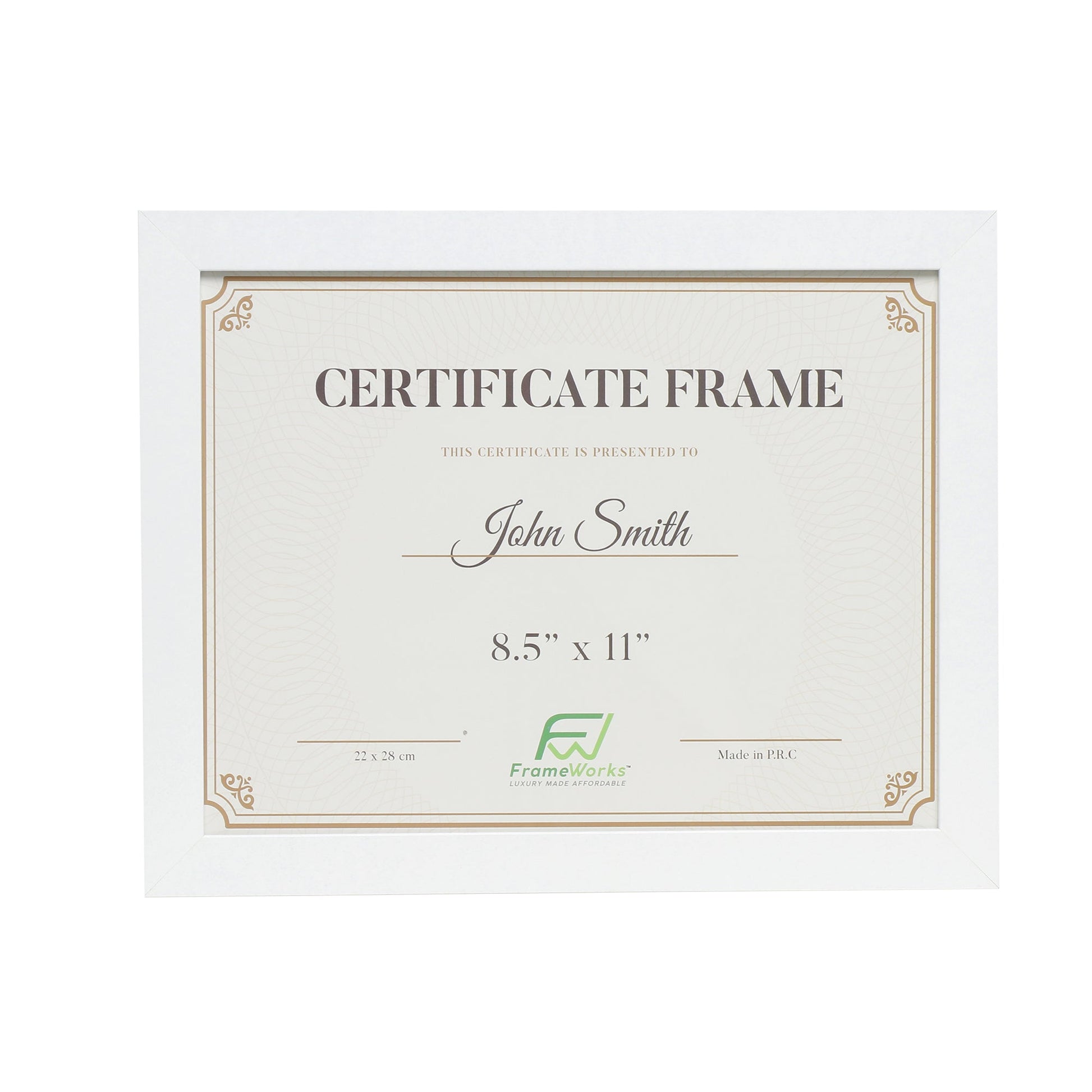 8.5" x 11" Classic White Wood Document Picture Frame with Tempered Glass