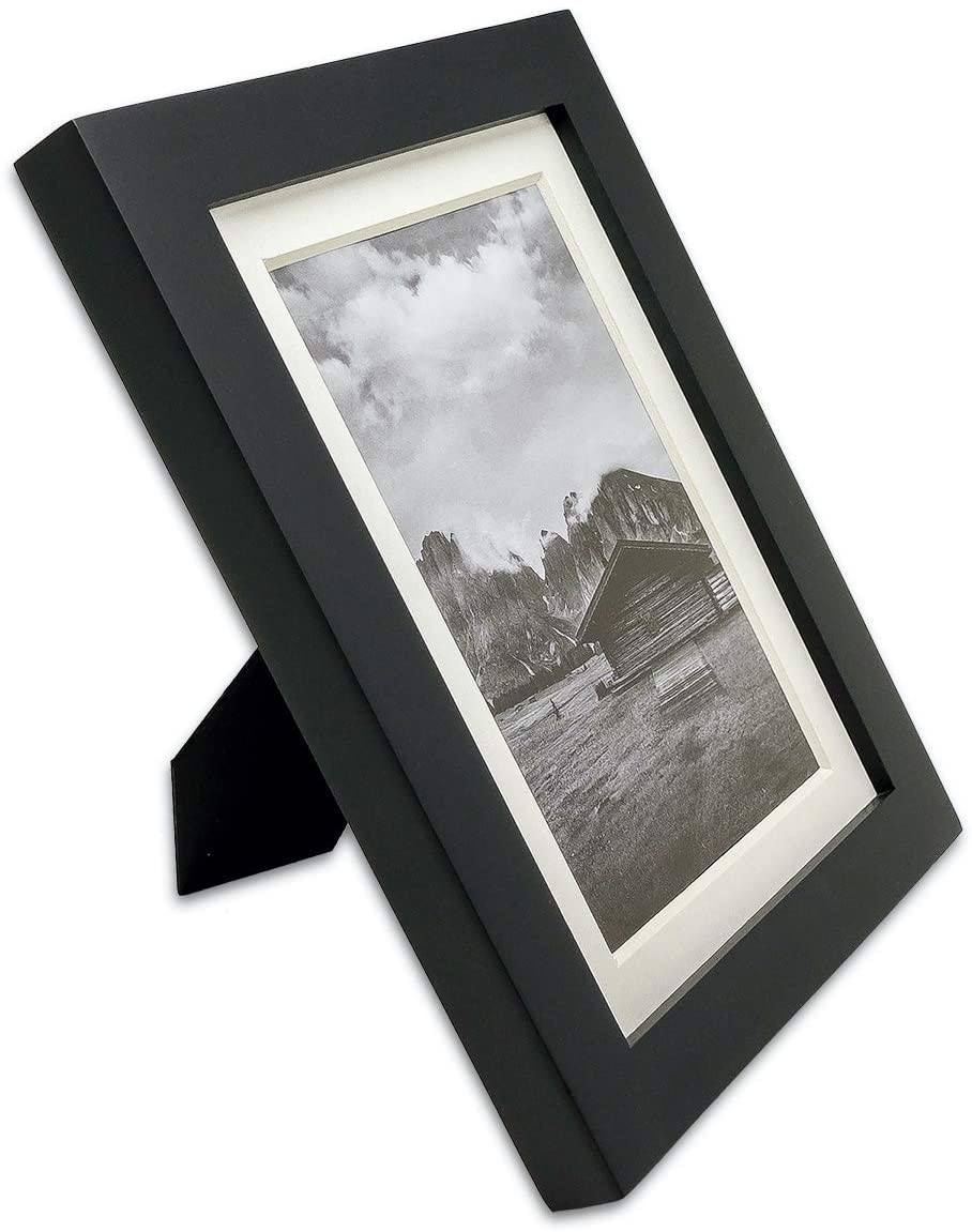 8" x 10" Black Pine Wood 6 Pack Picture Frames, 5" x 7" Matted