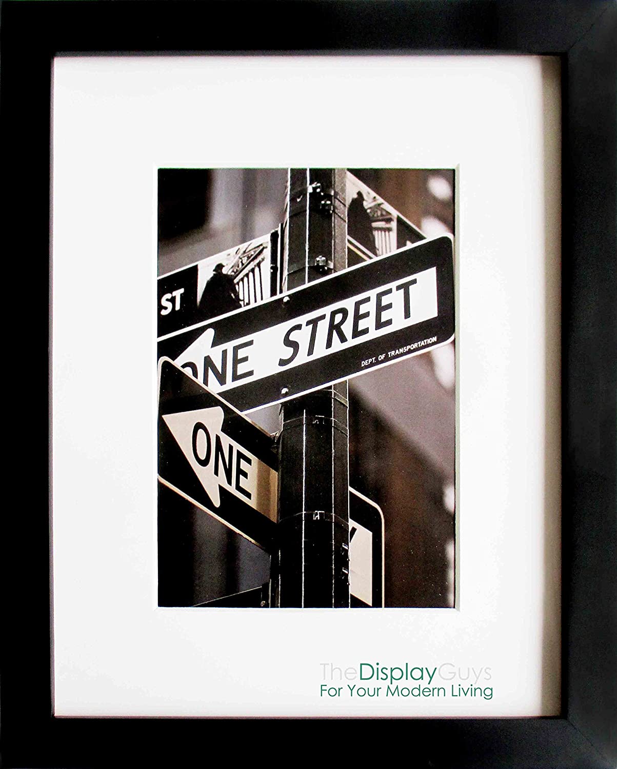 8" x 10" Black Solid Pine Wood Picture Frame with Tempered Glass, 5" x 7" Matted