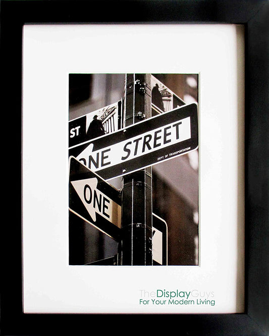 8" x 10" Black Solid Pine Wood Picture Frame with Tempered Glass, 5" x 7" Matted