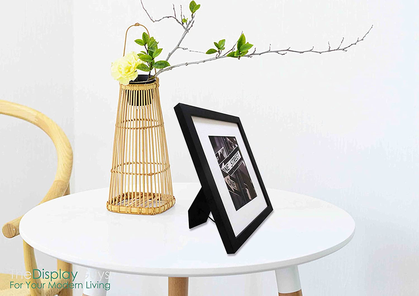 8" x 10" Black Solid Pine Wood Picture Frame with Tempered Glass, 5" x 7" Matted