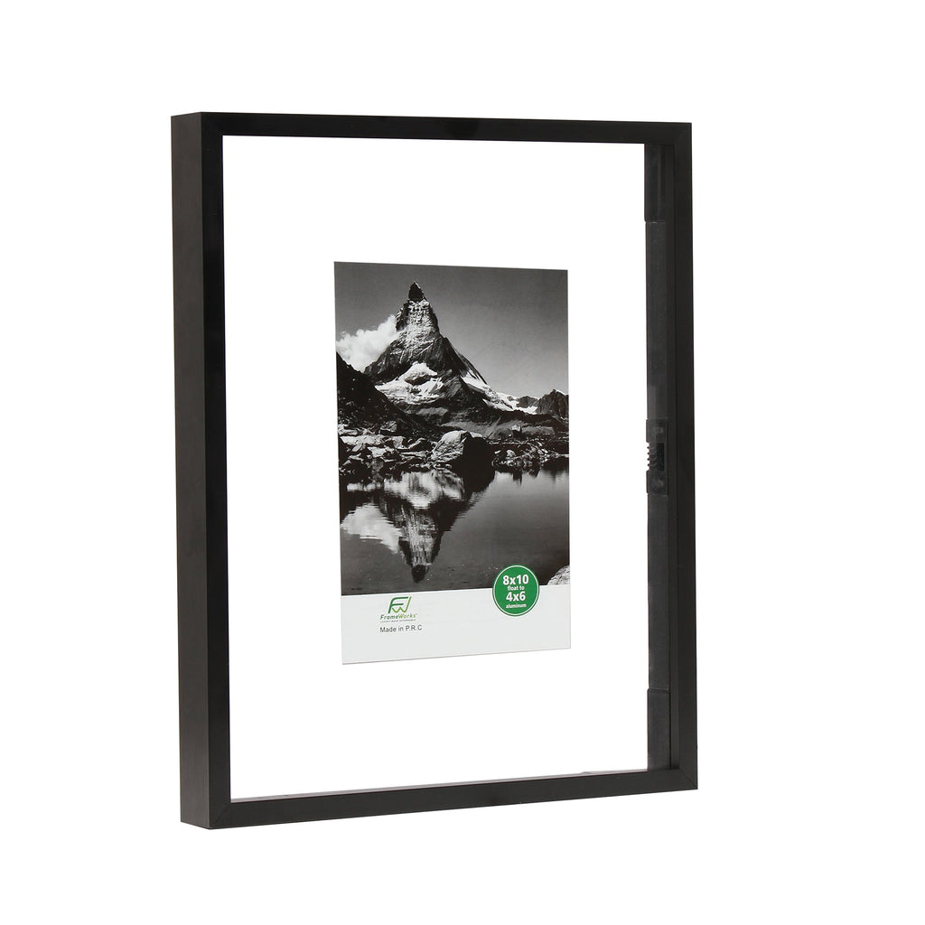 8 X 10 Deluxe Black Aluminum Contemporary Floating Picture Frame The Display Guys