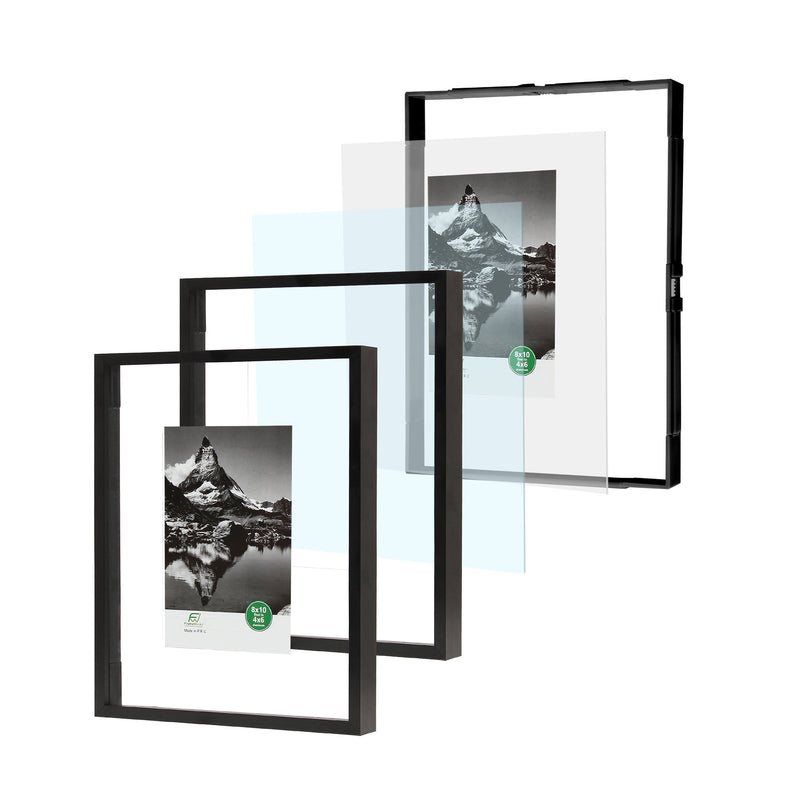 8" x 10" Deluxe Black Aluminum Contemporary Floating Picture Frame
