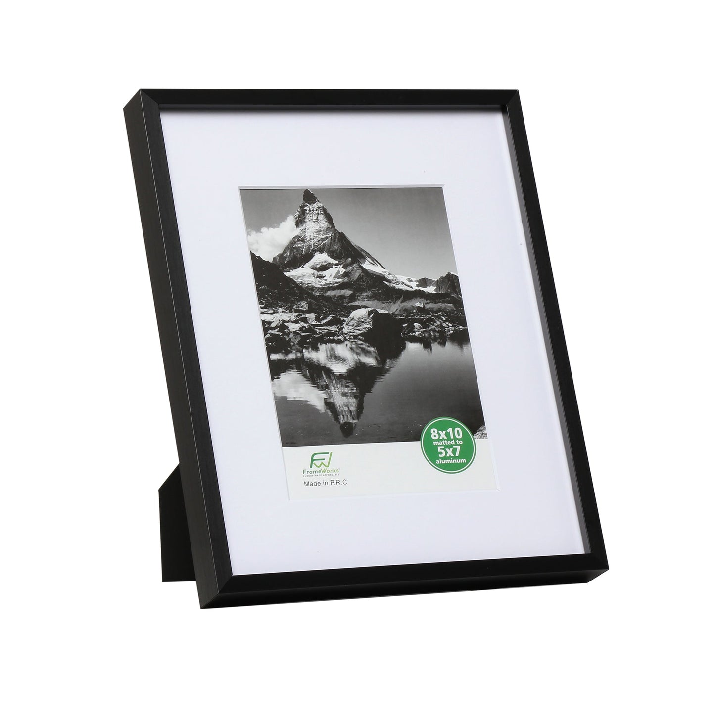 8" x 10" Deluxe Black Aluminum Contemporary Picture Frame, 5" x 7" Matted