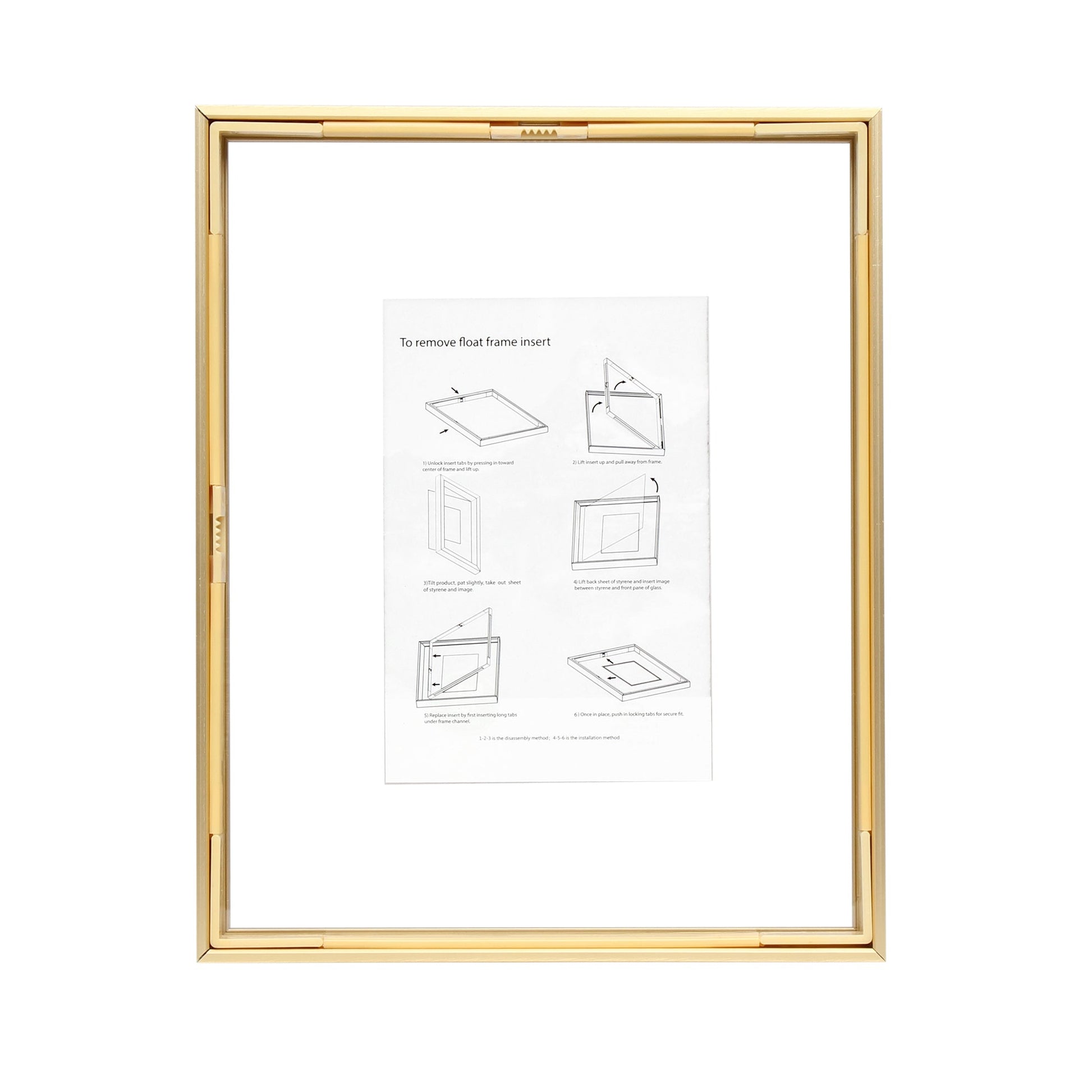 8" x 10" Deluxe Brass Gold Aluminum Contemporary Floating Picture Frame