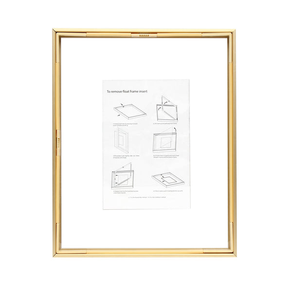 8" x 10" Deluxe Brass Gold Aluminum Contemporary Floating Picture Frame
