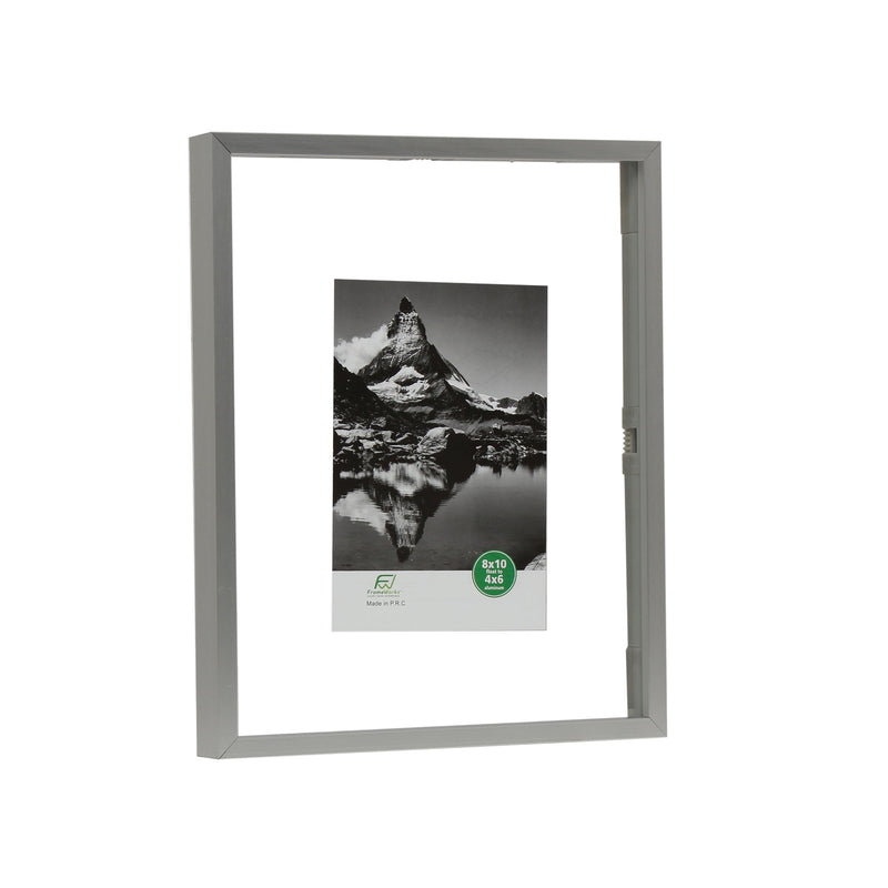 8" x 10" Deluxe Silver Aluminum Contemporary Floating Picture Frame