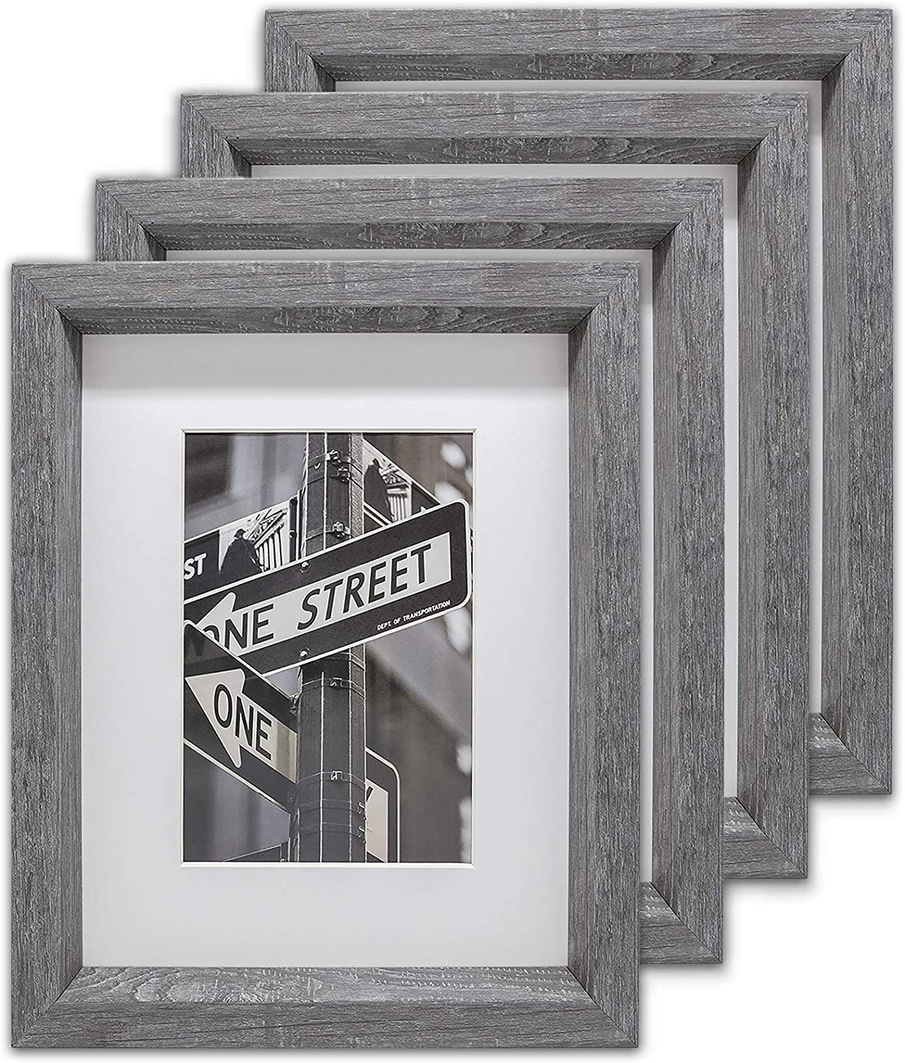 8" x 10" Grey Walnut Wood Finish Multipack Picture Frames, 5" x 7" Matted