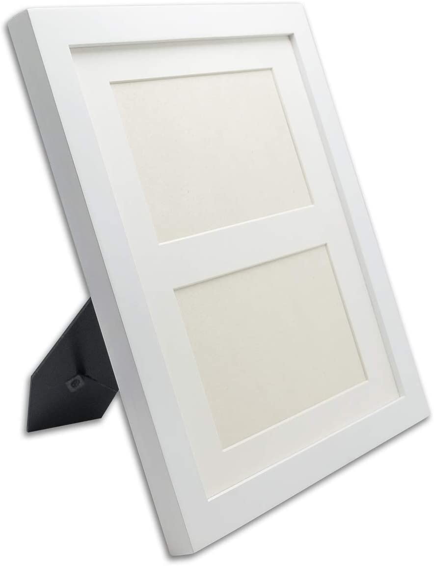 8" x 10" White Solid Pine Wood Picture Frame with Tempered Glass, 5" x 7" Matted