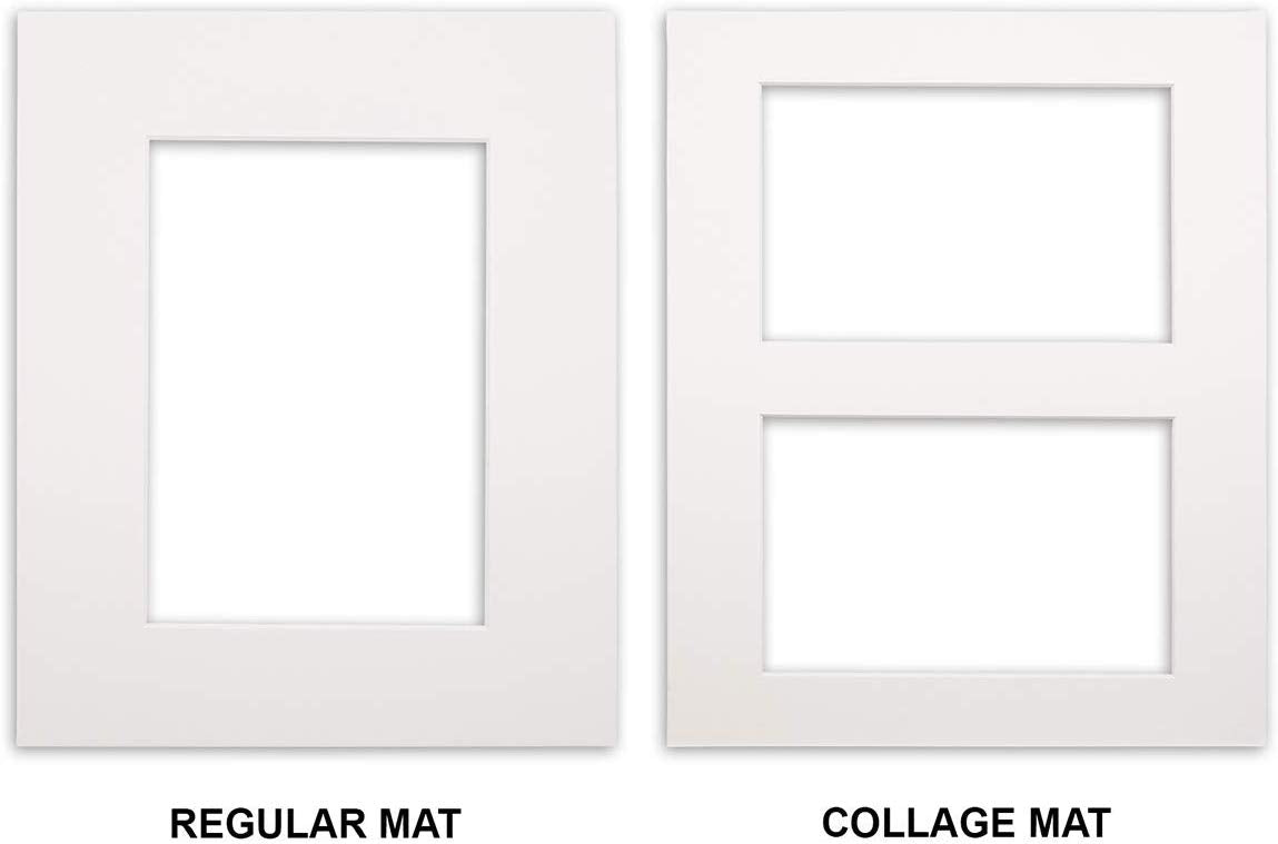 8" x 10" White Solid Pine Wood Picture Frame with Tempered Glass, 5" x 7" Matted