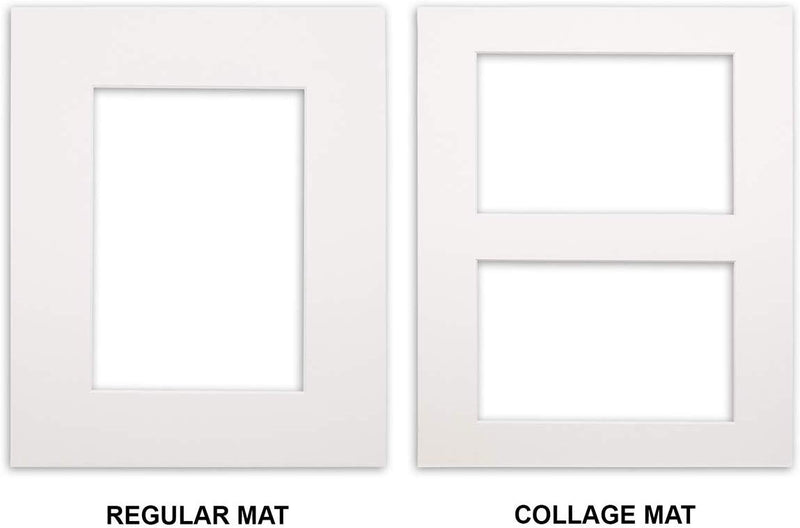 8" x 10" White Solid Pine Wood Picture Frame with Tempered Glass, 5" x 7" Matted