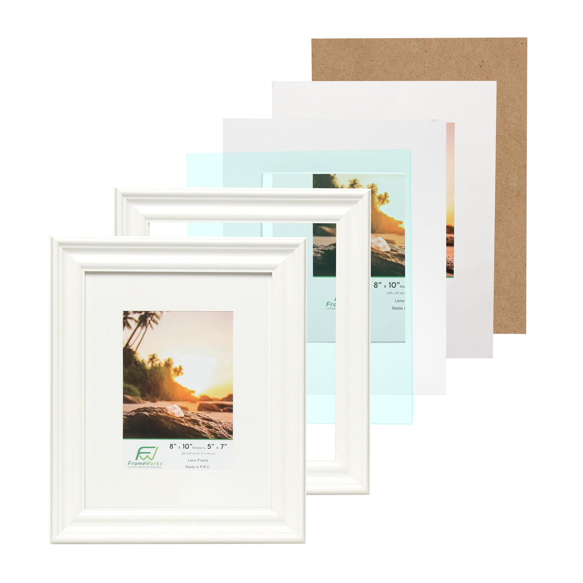 8" x 10" White Wood 2-Pack Picture Frames with Molded Edges, 5" x 7" Matted