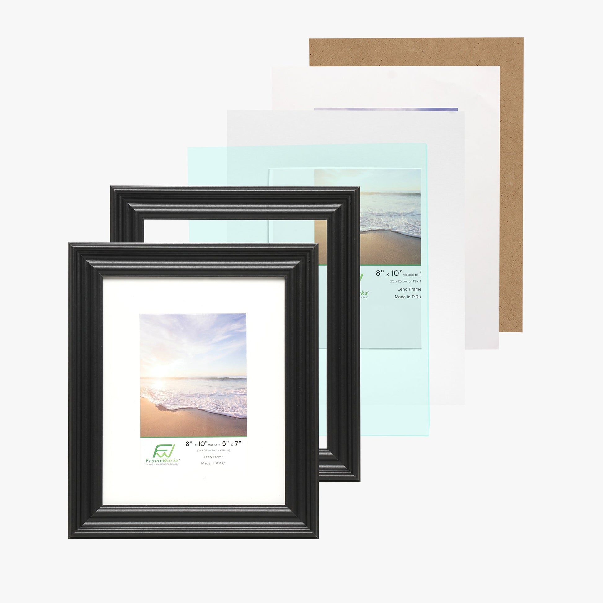 8" x 10" Black Wood 2-Pack Picture Frames with Molded Edges, 5" x 7" Matted
