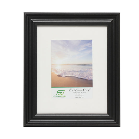 8" x 10" Black Wood 2-Pack Picture Frames with Molded Edges, 5" x 7" Matted