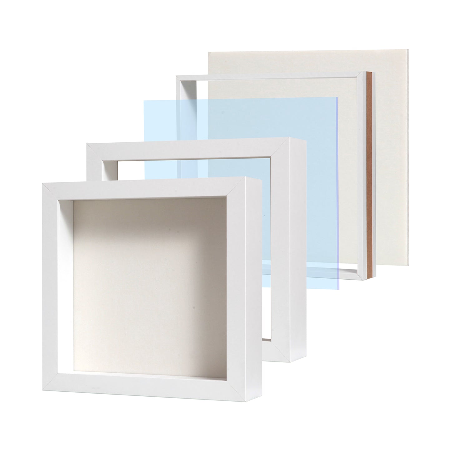 8" x 8” White MDF Wood Shadow Box Frame