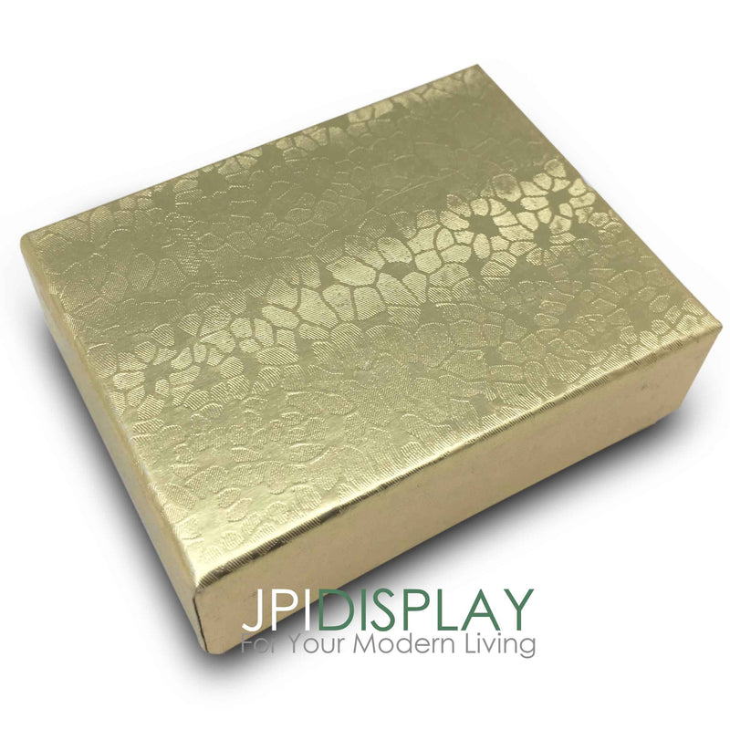2 1/8"Wx 1 5/8"Dx 3/4"H Gold Cotton Filled Paper Box