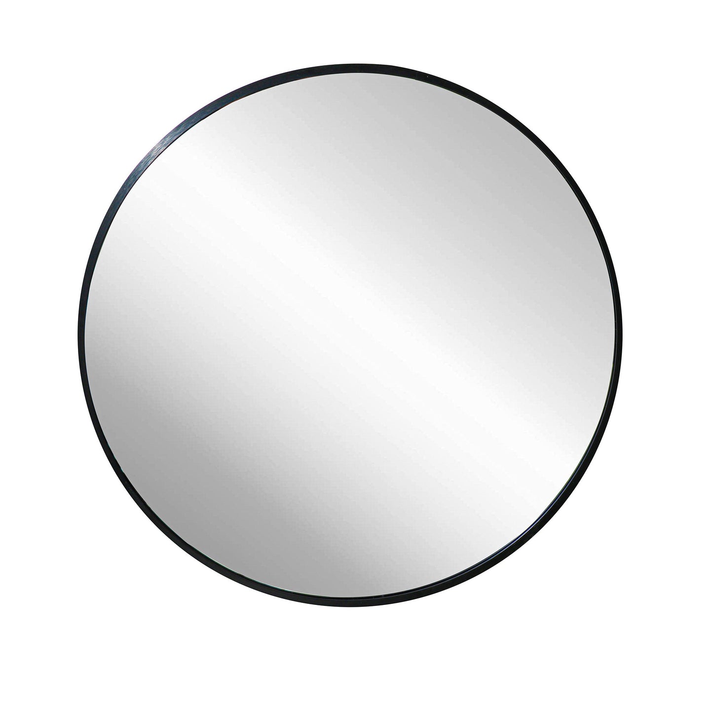 Deluxe Contemporary Black Round Aluminum Mirror