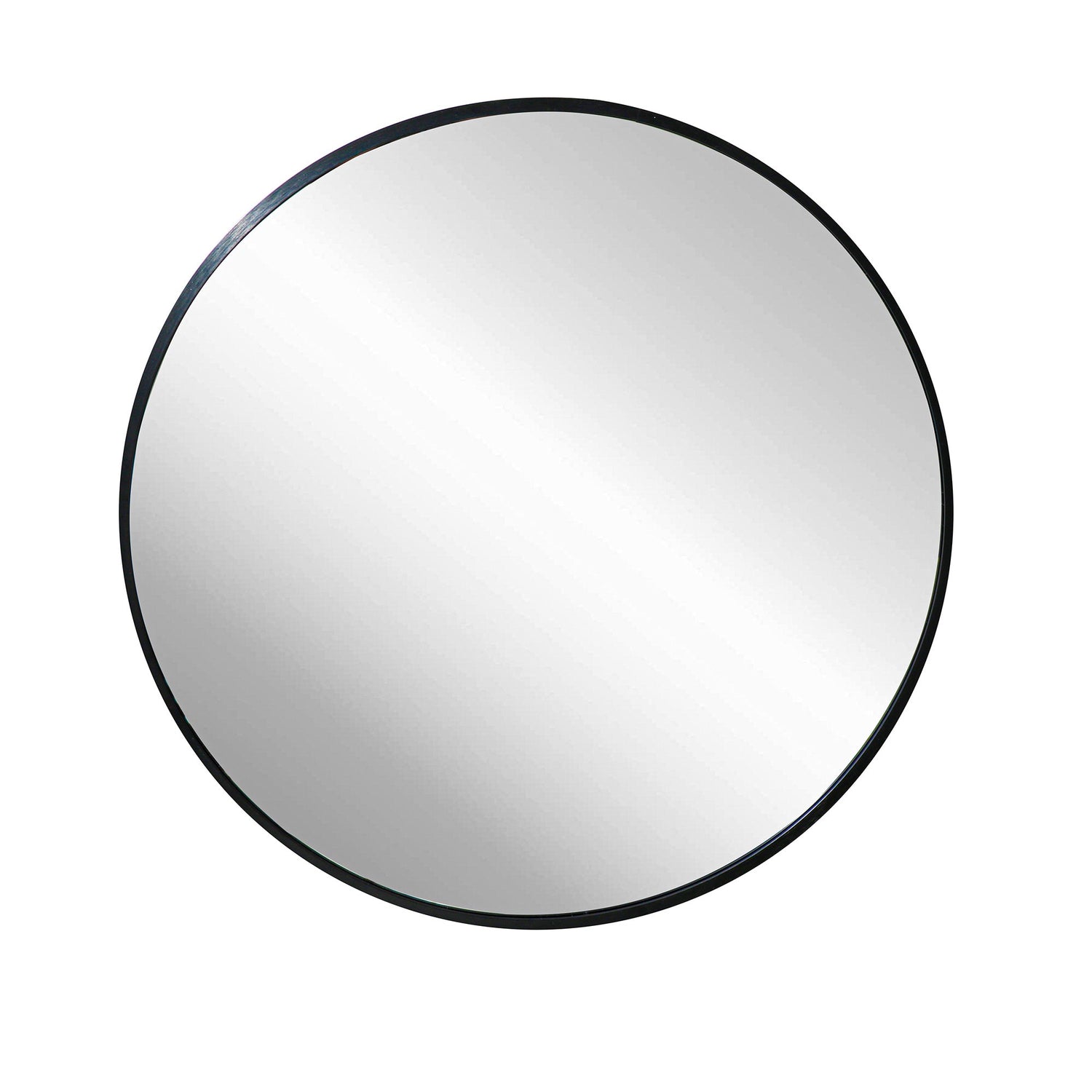 Deluxe Contemporary Black Round Aluminum Mirror