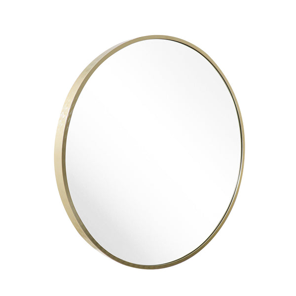 Deluxe Contemporary Brass Gold Round Aluminum Mirror
