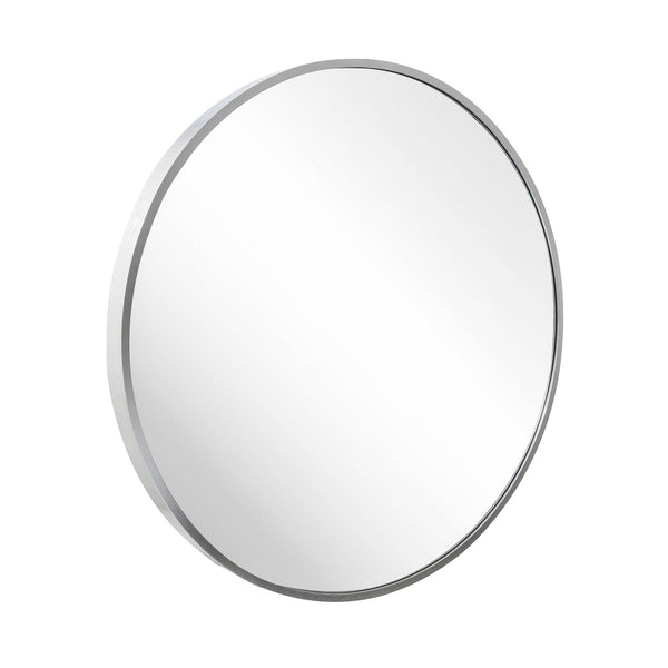 Deluxe Contemporary Silver Round Aluminum Mirror