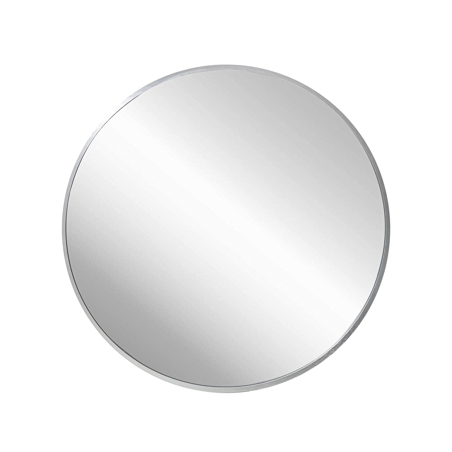 Deluxe Contemporary Silver Round Aluminum Mirror