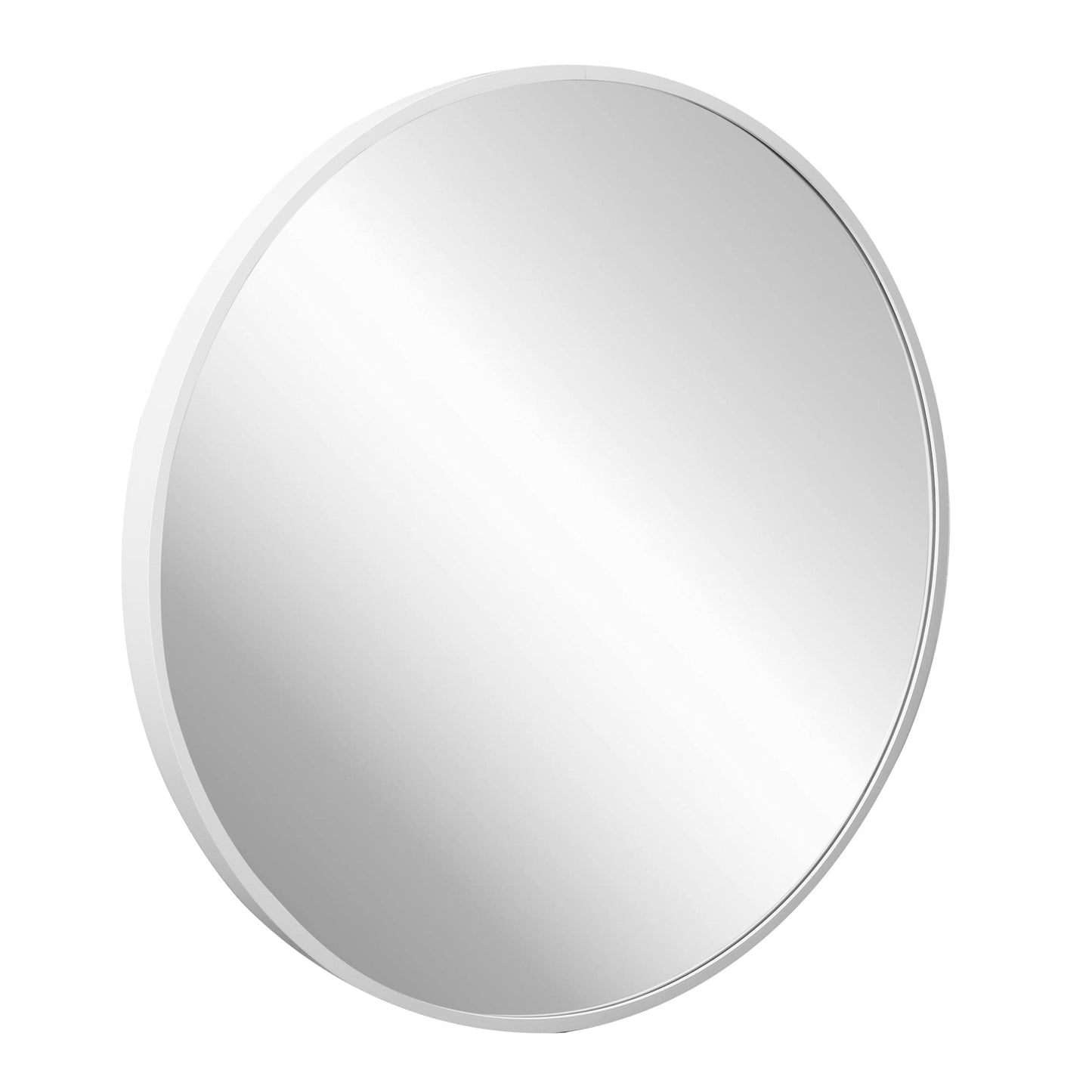 Deluxe Contemporary White Round Aluminum Mirror