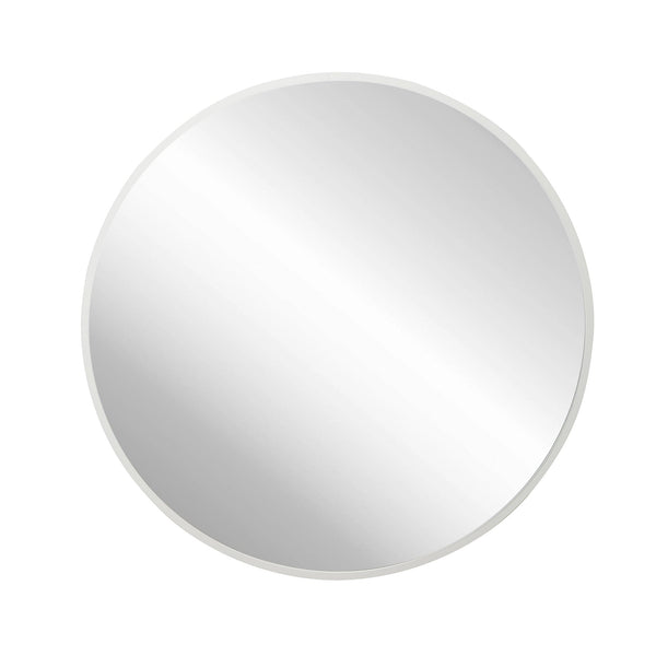 Deluxe Contemporary White Round Aluminum Mirror