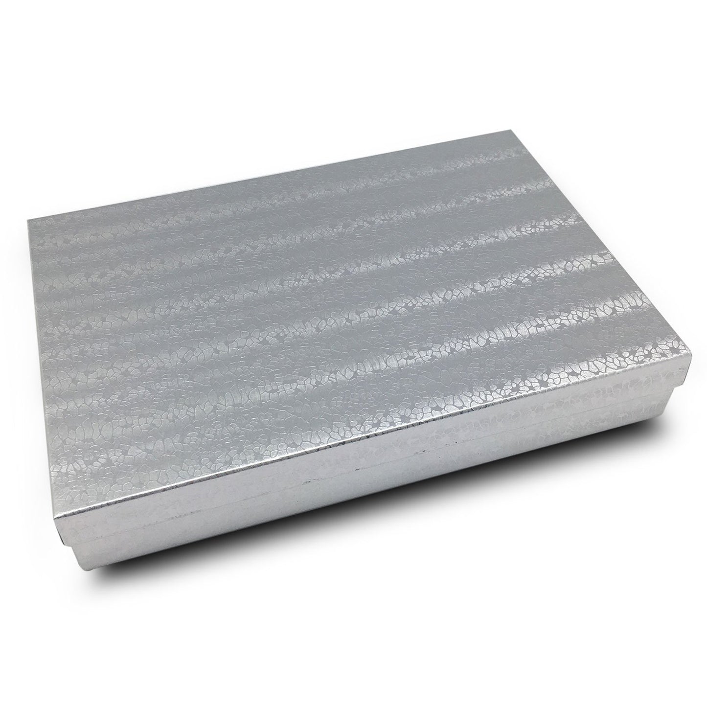 8" x 5" x 1 1/4" Silver Cotton Filled Paper Box